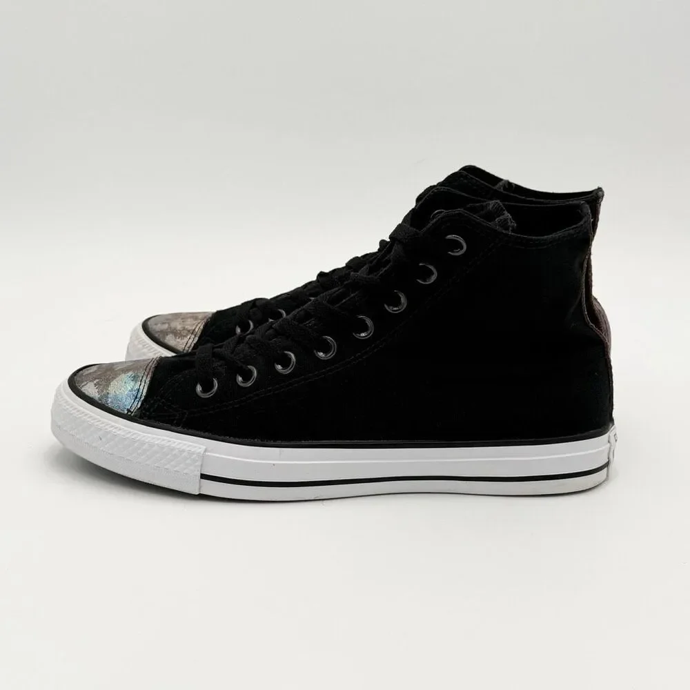 Converse All Star Chuck Taylor High Top Lace Up Black Basketball Shoes with Meta